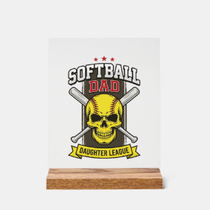Ligue de softball père fille design vectoriel vint