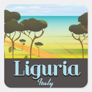 Ligurien Italien Reiseplakat Quadratischer Aufkleber