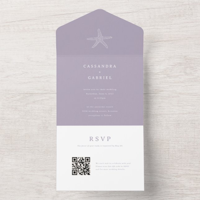 Lihue Faire-part de mariage avec QR Code RSVP (À l'intérieur)