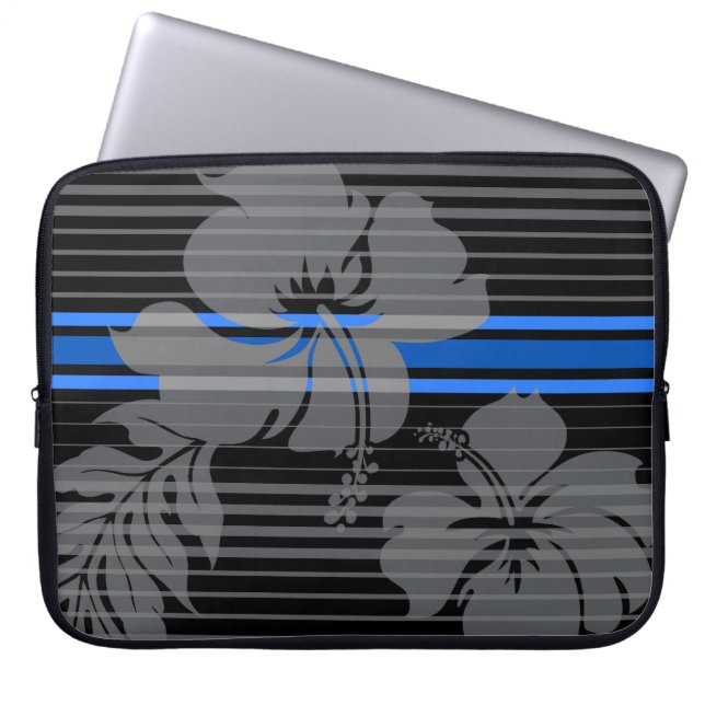 Lihue Hibiskus Stripe Hawaiian Neoprene Wetsuit Laptopschutzhülle (Vorderseite)