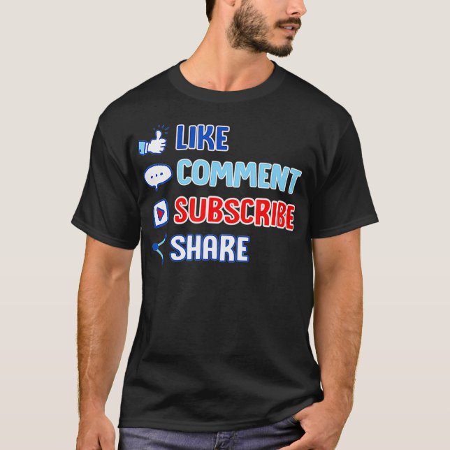 Like Comment Subscribe Cute Vlogger Streamer Gift  T-Shirt (Vorderseite)