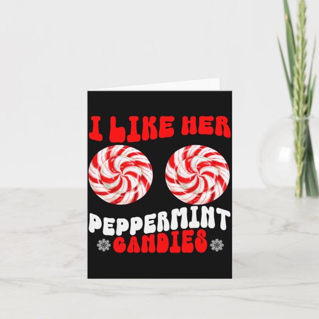 Like Her Peppermint Candies Like His Candy Cane Xm Karte (Vorderseite)