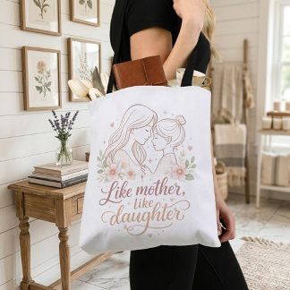 Like Mother Like Daughter - Minimalist Floral Moth Tasche