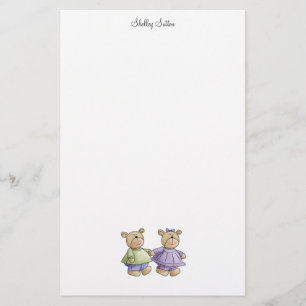 Lil Bären · Baby paart Grün u. Lila Briefpapier
