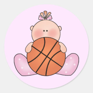 Lil Basketball Baby Girl Runder Aufkleber