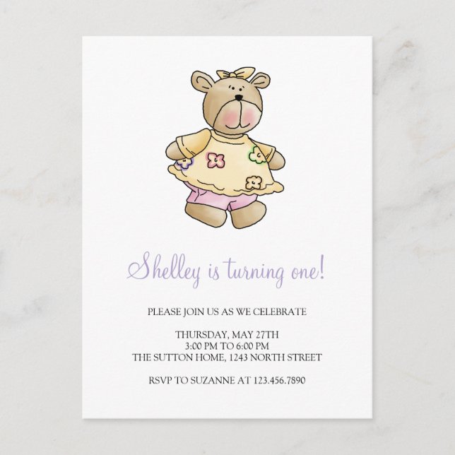 Lil' Bears ・ Baby Girl Yellow Dress Postkarte (Vorderseite)