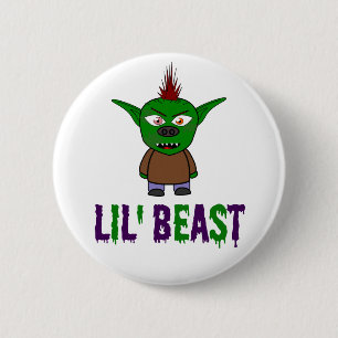 Lil' Beast Goblin Lila und grüner Schriftart Button