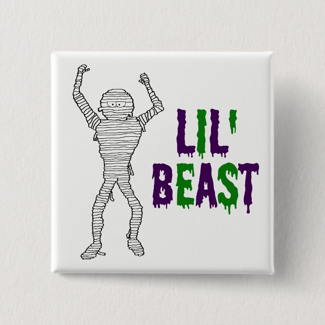 Lil' Bestie Mummy Lila und Green Drilling Schrifta Button (Vorderseite)