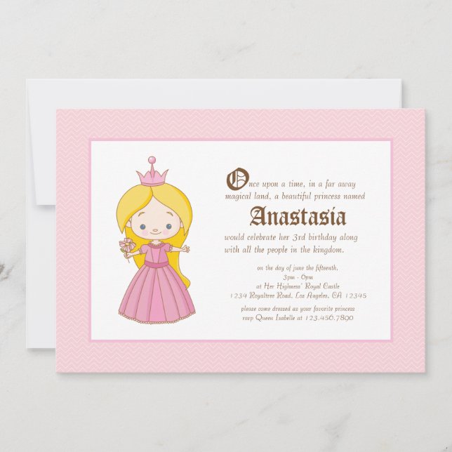 Li'l Blonde Princess Royal Einladung zum Geburtsta (Vorderseite)