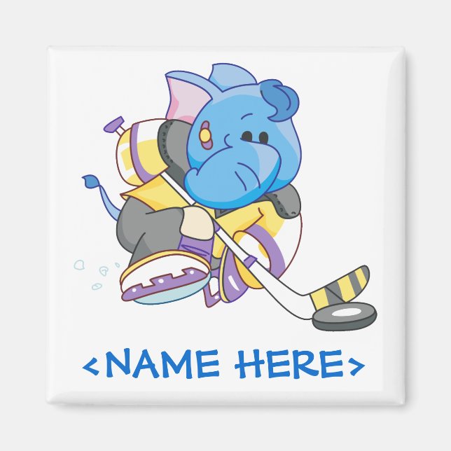 Lil Blue Elephant Hockey Magnet (Vorne)