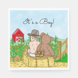 Lil' Cowboy and Teddy Bear Baby Shower Serviette