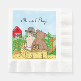 Lil' Cowboy and Teddy Bear Baby Shower Serviette