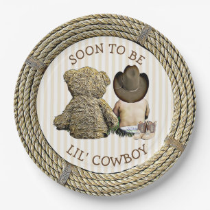 Lil Cowboy-Baby-Duschen-Kuchen-Teller bald sein Pappteller