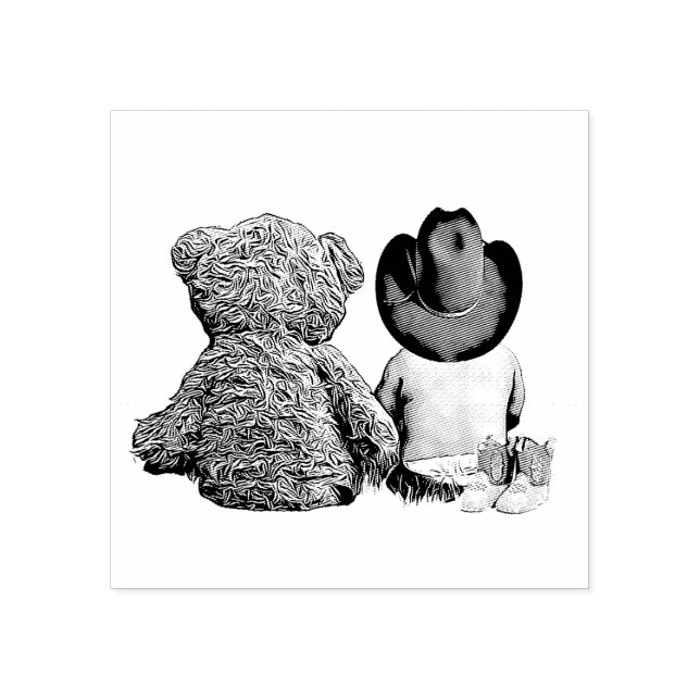 Lil Cowboy Baby mit Teddy Bear Gummistempel (Prägung)