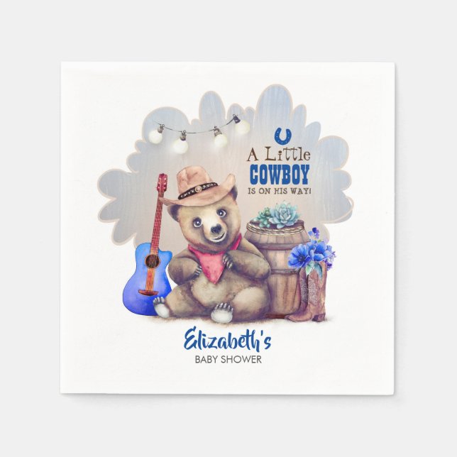 Lil Cowboy Bear Country Baby Dusche Serviette (Vorderseite)