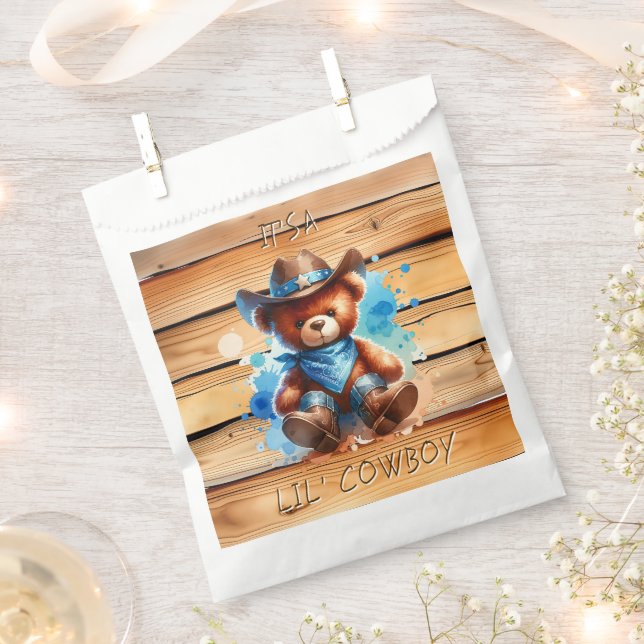 Lil' Cowboy Teddy Bear Boy's Baby Shower Geschenktütchen (Ausgeschnitten)