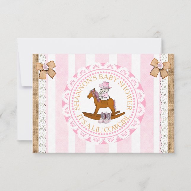Lil' Cowgirl Country and Western Baby Shower Einladung (Vorderseite)