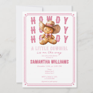 Lil Cowgirl Gingerbrei Weihnachten Pink Baby Dusch Einladung