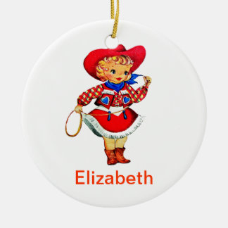 Lil Cowgirl-(kundengerechte) Geburts-Verzierung Keramikornament