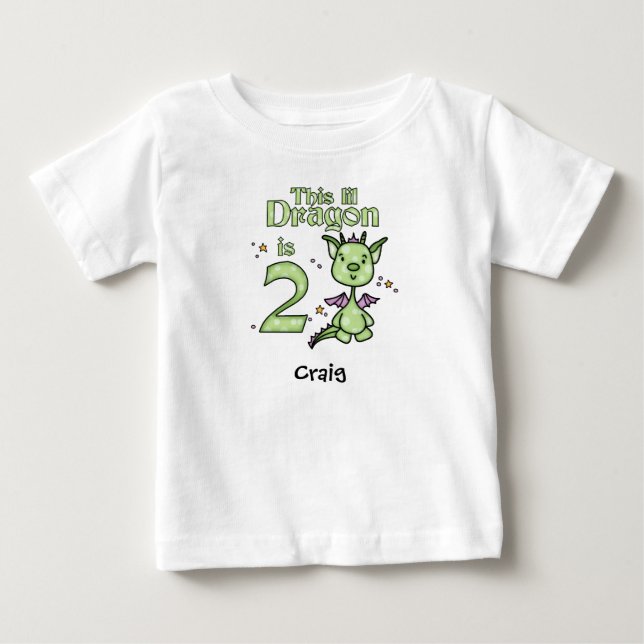 Lil Dragon 2. Geburtstag Baby T - Shirt (Vorderseite)