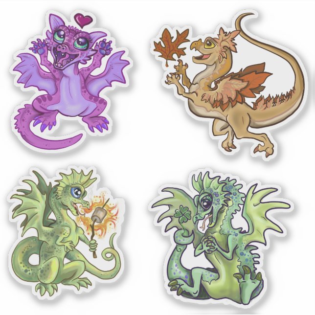 Lil Dragons Adorable Baby Dragon Designs Aufkleber (Vorderseite)