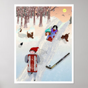 Lil & Ed Spaß im Schnee LeeMarie's Zeichnung Poster