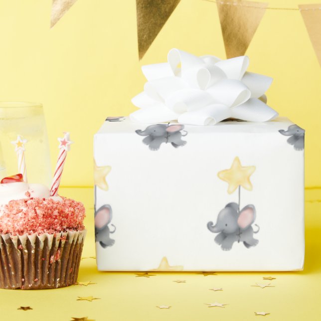 Lil' Elephant Star Wrapping Paper Geschenkpapier (Geburtstagsparty)