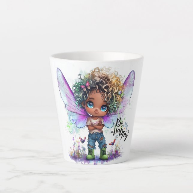 Lil' Fairy Be Happy Latte Tasse (Vorderseite)