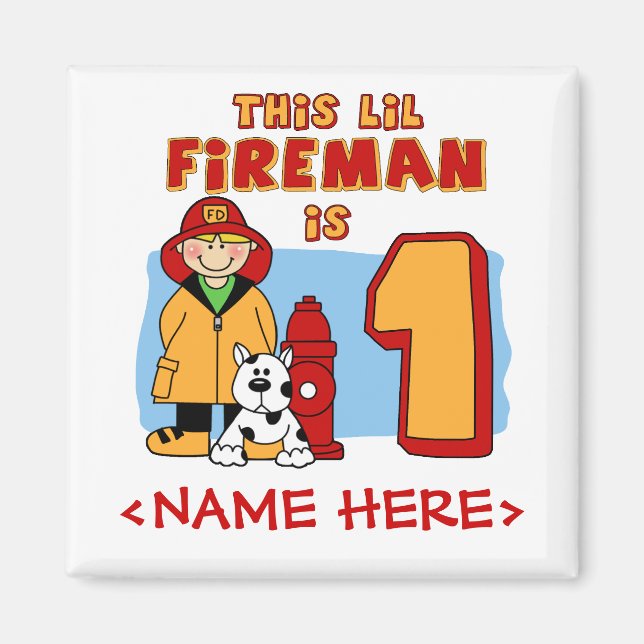 Lil Fireman 1. Geburtstag Magnet (Vorne)