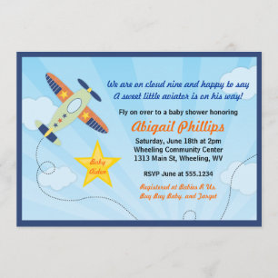 Lil Flieger-Flugzeug-Babyparty-Einladungen Einladung