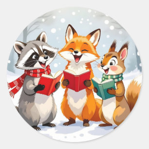 Lil Forest Animals singen Weihnachtslieder Runder Aufkleber