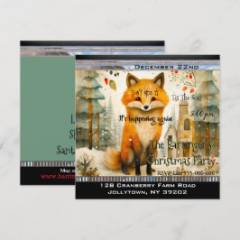 Lil Fox sitzt im Schnee Weihnachten Party Einladung