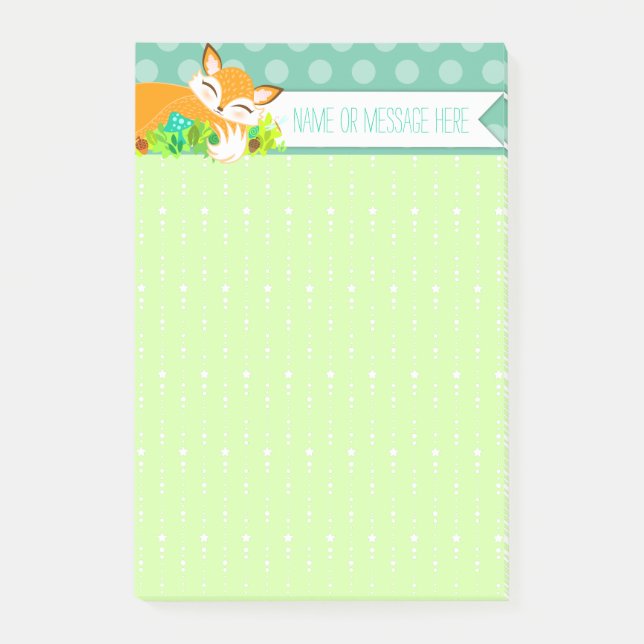 Lil Foxie CUB - niedliche Fox kundenspezifische Post-it Klebezettel (Vorderseite)