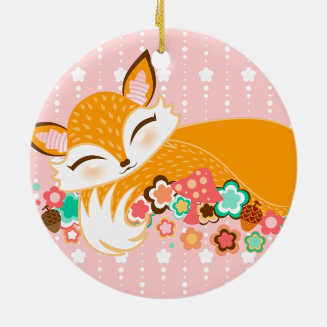 Lil Foxie CUB - niedliche kundenspezifische Keramik Ornament (Hinten)