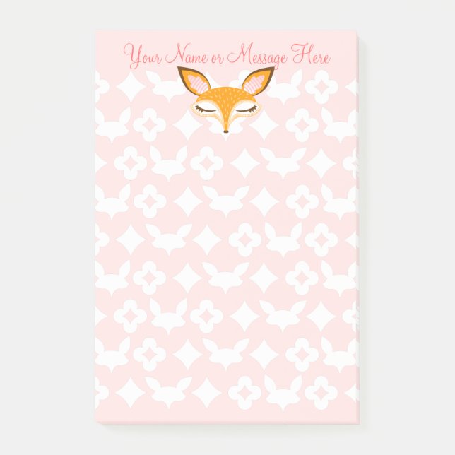 Lil Foxie - niedliche Girly Fox kundenspezifische Post-it Klebezettel (Vorderseite)