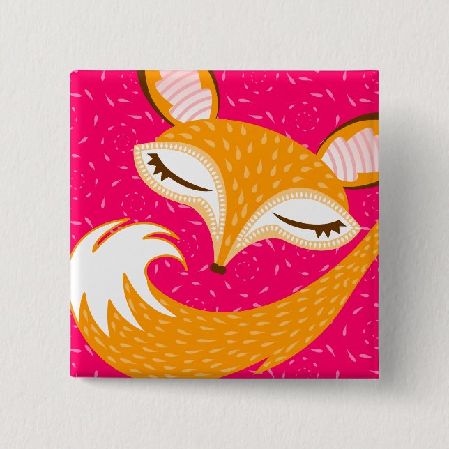 Lil Foxie - niedliches schläfriges Button (Vorderseite)
