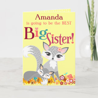 Lil Foxies Big Sister - Carte de voeux personnalis