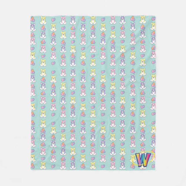Lil Frühlingcorgi-Muster Fleecedecke (Vorderseite)