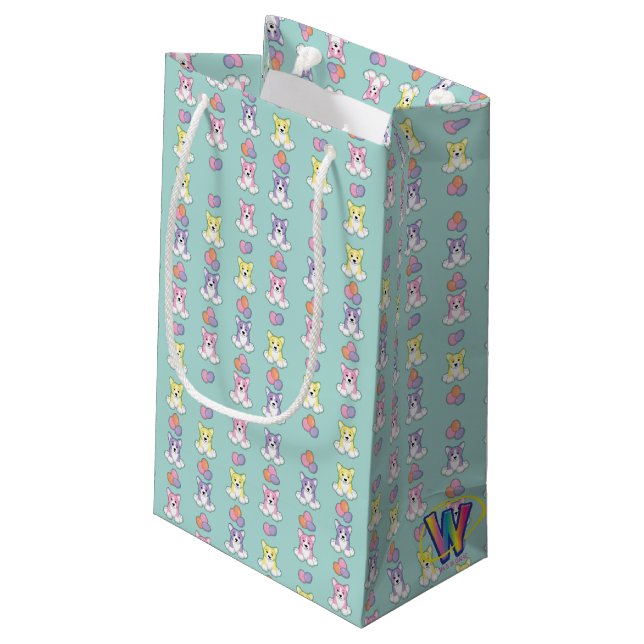 Lil Frühlingcorgi-Muster Kleine Geschenktüte (Rückseite Schrägansicht)