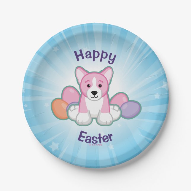 Lil Frühlingcorgi-Muster Pappteller (Vorderseite)