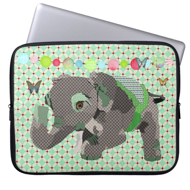 Lil glückliche Elefant-Grün-Computer-Hülse Laptopschutzhülle (Vorderseite)