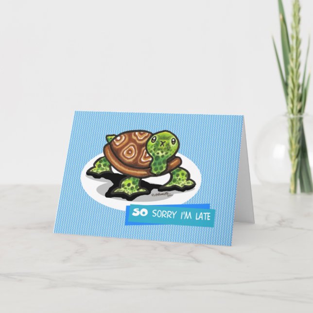 Lil Green Turtle Belated Geburtstag Karte (Vorderseite)