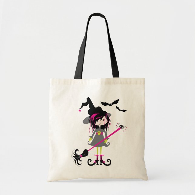 Lil Hexe-Halloweentrick-oder -Leckerei-Tasche Tragetasche (Vorne)