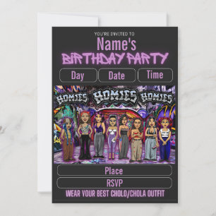 Lil Homies Chicanas Party Einladung 90er Thema