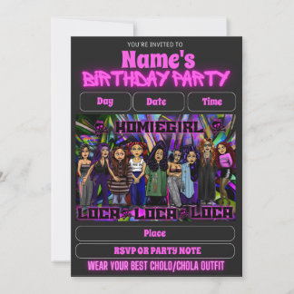Lil Homies Chicanas Party Invitation 90s Theme