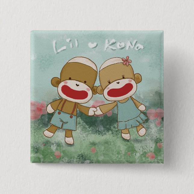 Lil & Kona Holiding Hands Button (Vorderseite)