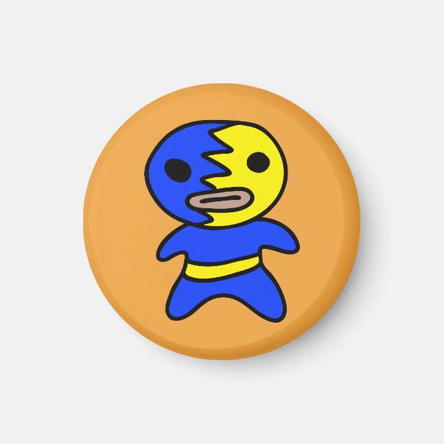 Li'l Lucha Libre Wrestler Magnet (blau-gelb) (Vorne)