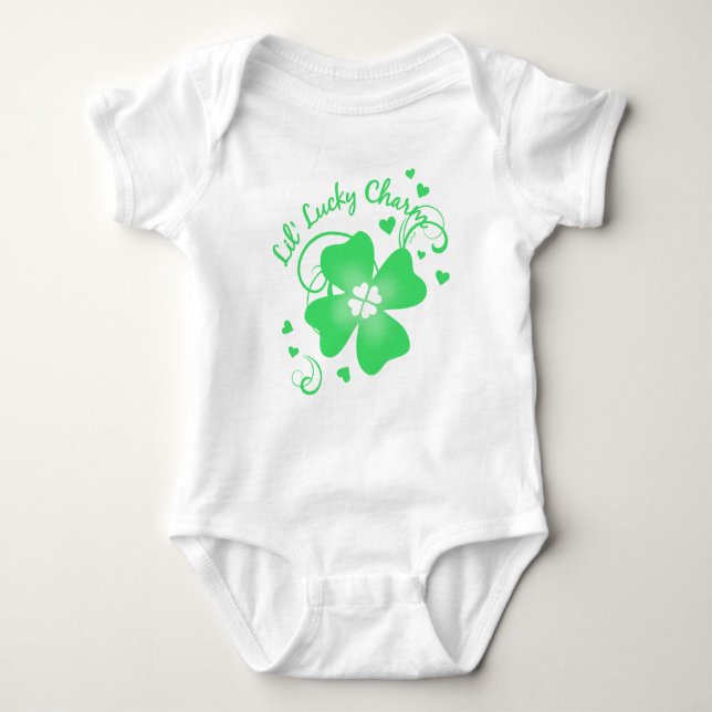 Lil' Lucky Charm Vierblättriges Kleeblatt Baby Strampler (Vorderseite)