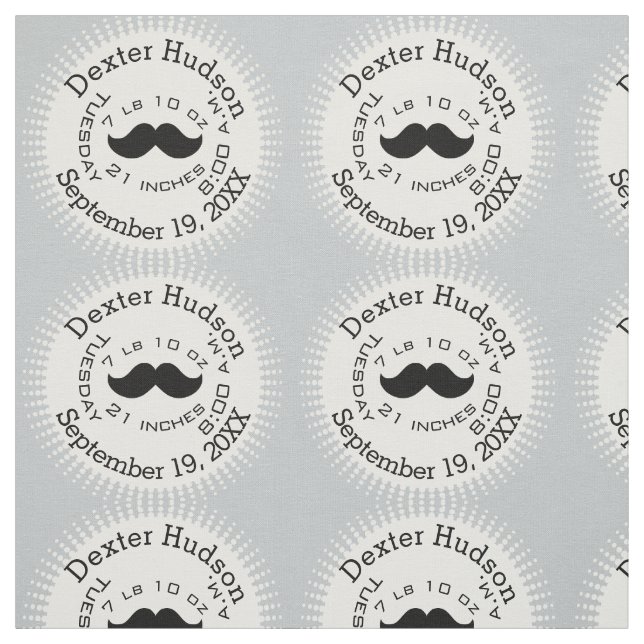 Lil' Man Black Mustache Geburtsstunde Stoff (Muster)