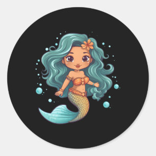 Lil Mermaid Runder Aufkleber
